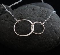 wedding photo - Interlocking Forever Linked Together Circles Pendant Charm Necklace Sterling Silver wedding bridesmaid gift entwined choker jewelry bridal