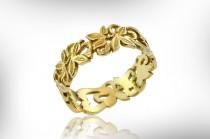 wedding photo - Art Nouveau Wedding Band - Vintage Wedding Ring - 14k Gold Bridal Ring - Antique Engagement Ring - Free Shipping