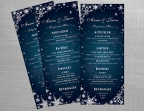 wedding photo -  DIY Printable Wedding Menu Template | Editable MS Word file | 4 x 9.25 | Instant Download | Winter White Snowflakes Dark Turquoise