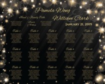 wedding photo -  Printable Wedding Seating Chart | PDF file | 18 x 24 Wedding Seating Chart - Winter New Years Heaven Gold Sparkles Black - EMAIL Delivery