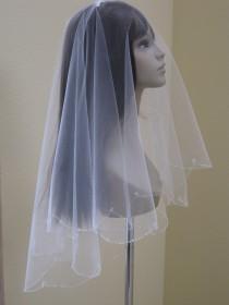 wedding photo - hand beaded wedding veils/hand beaded bridal veils/scallop edging veils/beaded scallop edging