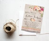 wedding photo - Baby Shower Invitation Printable, Floral Bohemian Invite, Tribal Boho Arrows, Gender Neutral