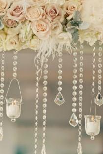 wedding photo - 10 Crystal Hanging Candle Holders Suspended by 10 Feet of Glass Crystal Garlands Crystal Candle Holders Crystal Candle Holders