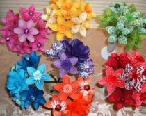 wedding photo - Paper Flower Bouquet - 7 Stem Kusudama Origami - You Pick the Color - Red, Yellow, Blue, Green, Purple, Pink, Orange