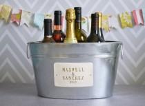 wedding photo - Personalized Wedding Gift - Large Beverage Tub with First Names and Date  in Gold