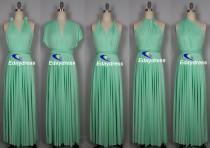 wedding photo - Maxi Full Length Bridesmaid Mint Green Seafoam Infinity Dress Convertible Wrap Dress Multiway Long Dresses