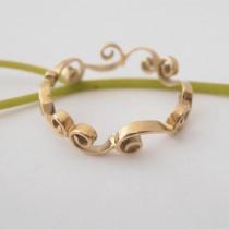 wedding photo - 14KT Gold Swirl Pattern Wedding Ring. Engagement Ring. Wedding Band.Free Shiping.Israeli gold ring.