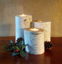 wedding photo - Home Decor Birch Candle Holders 7",5",3" Holiday  Wedding Decor  Reception Centerpieces Christmas Interior Design