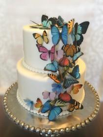 wedding photo - Double-Sided Edible 3-D Wafer Paper Butterfly Variety for Cakes, Cupcakes or Cookies