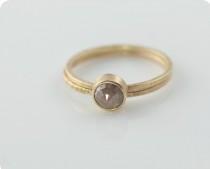 wedding photo - 1ct Mauve Rose Cut Diamond Ring Hand Forged 14k Recycled Yellow Gold READY TO SHIP