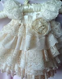 wedding photo - Flower Girl,Ivory Ruffled vintage lace . Birthday, special occasion Dress by Rosanna Hope for Babybonbons