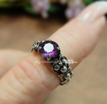 wedding photo - Solid Sterling Silver Alexandrite Hand Crafted Wire Wrapped Ring Orignal Signature Design Fine Jewelry June Birthstone