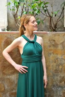 wedding photo - Infinity Emerald Green dress / Infinity dress Convertible Versatile Satin Gown / Infinity ready to ship dress
