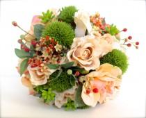 wedding photo - Wedding Flowers, Wedding Bouquet, Keepsake Bouquet, Bridal Bouquet, Ivory and Blush Coral Roses, Wedding Bouquet