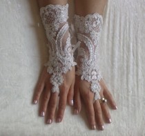 wedding photo - Wedding glove, bridal glove, fingerless lace, steampunk, Sparkle gloves, victorian, lolita, sexy belly dance, hand sewing