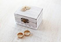 wedding photo - Beach Ring Box, Custom Ring Box, Shabby Chic Ring Box, Wood Ring Box, Rustic Ring Box, Ring Bearer Box, Personalized Box, Beach Wedding Box