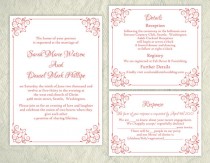 wedding photo -  DIY Wedding Invitation Template Set Editable Word File Instant Download Printable Invitation Wine Red Wedding Invitation Elegant Invitation