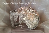 wedding photo - CRYSTAL BROOCH BOUQUET- Deposit Only for a Custom Draping Full Brooch Bouquet, Jeweled Bouquet, Jeweled Wedding Bouquet, Fancy Bouquet