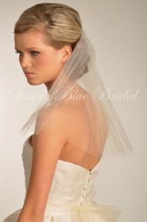 wedding photo - Short Veil - Soft Shoulder Length Veil with Raw Cut Edge in IVORY - READY to SHIP