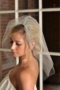 wedding photo - IVORY Wedding Veil - Short Veil, Tulle and Russian Net Shoulder Veil - READY to SHIP