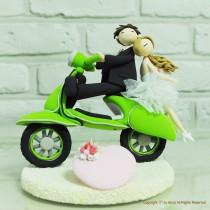 wedding photo - Custom Cake Topper -Vespa Wedding Cake Topper-