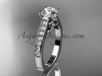 wedding photo -  14kt white gold diamond unique engagement ring, wedding ring ADER114