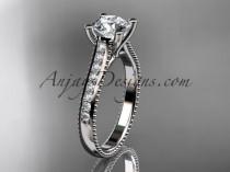 wedding photo -  platinum diamond unique engagement ring, wedding ring ADER116