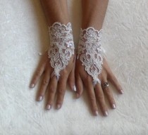 wedding photo - Ivory Wedding gloves bridal gloves lace gloves fingerless gloves ivory gloves french lace gloves free ship