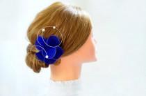 wedding photo - Royal blue fascinator Flower hair pin Royal blue fascinator Wedding hair flower Wedding hair accessories