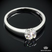 wedding photo - Palladium "Keystone" Half-Bezel Solitaire Engagement Ring