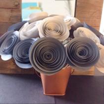 wedding photo - Paper flowers - Gray - Light Gray - Large Stemmed - wedding - home decor - baby shower - Centerpieces - Table Decor - Dining Room -