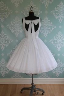 wedding photo - Wedding Dress Tea Length SWEET SUMMERTIME, Backless Eyelet Cotton, Low Back