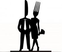 wedding photo -  Wedding Cake Topper Mr and Mrs Cake Lover Bride and Groom Fork and Knife