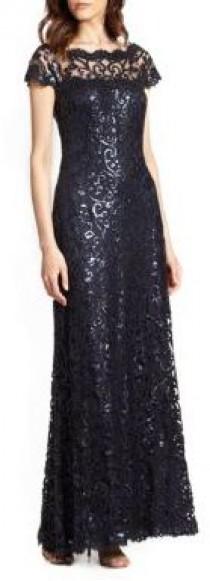 wedding photo - Tadashi Shoji Off-The-Shoulder Sequined Lace Gown