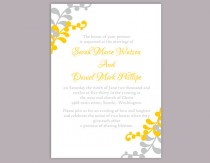 wedding photo -  DIY Wedding Invitation Template Editable Word File Instant Download Printable Leaf Invitation Elegant Yellow Gold Invitation Gray Invitation