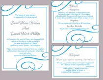wedding photo -  DIY Wedding Invitation Template Set Editable Word File Download Printable Invitation Turquoise Wedding Invitation Aqua Blue Invitations