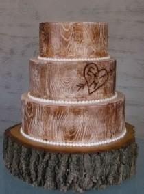 wedding photo - Rustic Wood Fall Wedding Cake