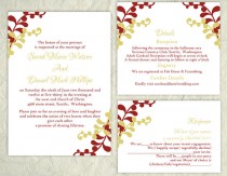 wedding photo -  DIY Wedding Invitation Template Set Editable Word File Instant Download Printable Invitation Green Wedding Invitation Elegant Red Invitation