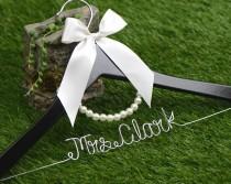 wedding photo - Wedding Hanger, lace bow wire name Hanger,  Personalized Custom Bridal Hanger, Bridal Hanger, Bride name hanger