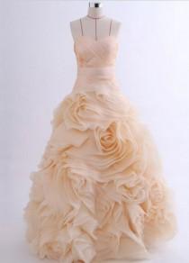 wedding photo - Organza Rose Sweetheart Ball Gown Corset Back Wedding Dress