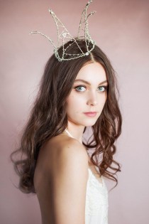wedding photo - CHELSEY Whimsical Crystal Crown, Royal Crown, Malicifent Crown, Regal Crown, Silver Crown