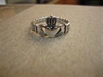 wedding photo - Vintage 925 Sterling Silver  Claddagh Ring