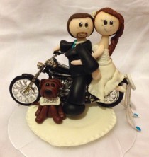 wedding photo - Motorcycle wedding cake topper, bike cake topper, custom wedding cake topper, motorcycle cake figurine