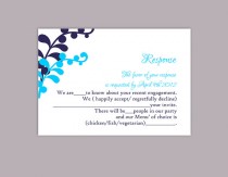wedding photo -  DIY Wedding RSVP Template Editable Text Word File Download Printable RSVP Cards Leaf Rsvp Turquoise Rsvp Card Template Navy Blue Rsvp Card