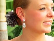 wedding photo - Pear Drop Earrings - Crystal Bridal Earrings - Bridal Earrings - Vintage Bridal Earrings - Rhinestone Bridal - Swarovski - Drop Earrings