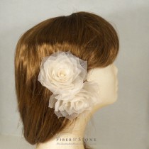 wedding photo - Pure Silk Bridal Hair Flower, Rose Bridal Hair Piece, Bridal Headpiece, Flower Bridal Hairpiece, Bridal Hair Accessory Freshwater Pearl