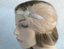 wedding photo - SALE Flapper Headpiece for Flapper Dress 1920s Headband Silver Art Deco Bridal 1920s Beaded Headpiece