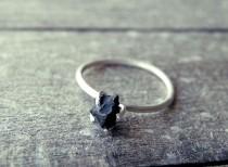 wedding photo - Black onyx ring, Stacking ring, alternative wedding, diamond ring, raw stone ring, promise ring, goth ring, dainty ring, rough stone, rustic