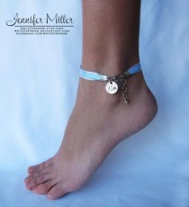 wedding photo - Something Blue Ribbon Wedding Anklet For Bride