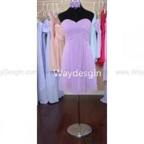 wedding photo -  Strapless short Bridesmaid Dress, Chiffon Bridesmaid Dress-Custom Made, purple Lavender Bridesmaid Dress